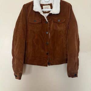 Ashley By 26 International Tan Corduroy Jacket with Cream Sherpa Collar
